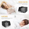 LED Digital Dual Alarm Lustrzany Zegar Bezprzewodowy Bluetooth Głośnik Bass FM Radio + 2 Porty Ładowarka USB Odtwarzacz Muzyka Drzemana Temperatura LJ200827