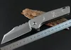 1Pcs Top Quality JA10 Flipper Folding Knife D2 Stone Wash Blade TC4 Titanium Alloy Handle Ball Bearing EDC Pocket Folder Knives