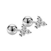 Fashion zircon heart-shaped screw ball studs stainless steel thin rod piercing jewelry