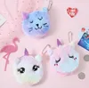 300 pièces dessin animé en peluche mignon porte-monnaie mignon chat fourrure cercle portefeuille fille pochette brodé sac clé écouteur organisateur pochette enfants cadeau