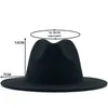 Chapeau Fedora Panama en feutre de laine à large bord pour hommes et femmes, avec boucle de ceinture, casquette Trilby de Jazz, haut de forme formel, rose vert, 5660CM2553005