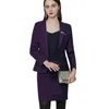 Mode-twee stuk jurk kantoor uniform ontwerpen enkele knop blazer en rok set formele pak voor vrouwen zakelijke paarse professionele luxe