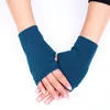 Gants demi-doigts pour femmes, extensibles, poignet, bras, tricot au Crochet, mitaines en fausse laine, gants de cyclisme chauds d'hiver sans doigts