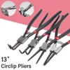 13 '' Steel Circlip Tång Extern internt rak Bent Snap Ring Valfri Crimp Avlägsnande Handverktyg Böjd Tips Plier Mekanisk Y200321