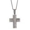 Hip Hop Punk Smycken Kvadrat Zirkonium Diamond Cross Pendant Street Trendy Cool Mäns halsband