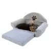 Beds Dogs Soft Kennels Cute Paw Design Puppy Warm Sofa Gray Removable Dog Cat Houses Winter For Pet Products 201223