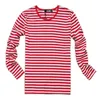 Стиль Longsleeve Tshirt oneck Stripe T Men Men Navy Vintage Basic 95% хлопчатобумажная рубашка 201116