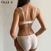 Kvinnors underkläder set spets sexig push-up bh och trosuppsättningar båge bekväm brassiere unga bh justerbar djup v underkläder 211222