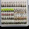 Lures ICERIO 133pcs/Set Ultrathin Portable Nymph Scud Midge Flies Kit Assortment with Box Trout Fishing Fly Lures 220107
