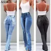Women's Jeans Woman 2021 Retro Wash Elastic Hips South American Style Wide Leg Flare Plus Size Women