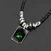 Glow In The Dark Constellation Necklace 12 Zodiac Signs Square Pendant Leather Rope chains For Men Fashion Jewelry Gift