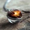 Vrouwen Designer Sieraden Galaxy Nebula Planeet Kettingen voor Vrouwen Universum Zonnestelsel Maan Aarde Zon Dubbelzijdig Glas Bal Hanger Collier Mannen