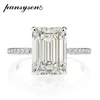 Pansysen Real 925 Sterling Silver Esmerald Cut creó anillos de boda de diamantes para mujeres Anillo de compromiso de propuesta de lujo 201116