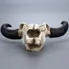 Resina longhorn vaca crânio cabeça parede pendurado decoração 3d animal vida selvagem escultura estatuetas artesanato chifres para decoração de casa t200331244c