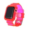 Neuankömmling Fluoreszierendes Farb-TPU-Uhrenarmband plus schützendes Uhrengehäuse 38 40 42 44 mm für iWatch 1 2 3 4 5 Abdeckung