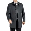 Middle age men's cashmere coat men wool trench male turn down collar single breasted woolen outerwear new autumn winter LJ201110