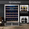 US Stock 51 스테인레스 스틸 강화 유리 도어 A01이있는 24 인치 음료 및 와인 쿨러, 듀얼 존 와인 냉장고
