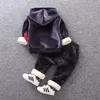 Neue Herbst Winter Verdicken Baby Jungen Mädchen Cartoon Kleidung Kinder Casual Mit Kapuze Jacke Hosen 2 Teile/sätze Kinder Mode Trainingsanzug