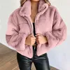 Vestes Femmes Femmes Teddy Manteau Hiver Fausse Fourrure Épaisse Plus Taille Poches Moelleuses Veste En Peluche Dames Automne Pardessus Vêtements D'extérieur