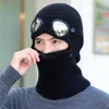 Winter Beanies Hats Scarf For Mens Knitted Scarf Warm Windproof Mask With Goggles Ski Cap214o