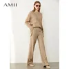 Amii Minimalisme Automne Hiver Mode Femmes Pantalon Causal Taille Haute Lâche Costume Pantalon OLstyle Pantalon Femme Pantalon 12030408 LJ201030