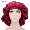 Regolare il cofano in raso solido berretto per lo styling dei capelli cura dei capelli lunghi donna notte cappello da sonno avvolgente in seta cuffia da doccia accessori per capelli