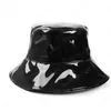 Autumn Winter Fashion Black Pu Leather Bucket Hat Men Women Fashion Solid Warm Hat Unisex Fisherman Hats Hip Hop Casual Sun Caps