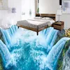 Personnalisé Photo Papier Peint 3D Cascades Paysage Carrelage Peintures Murales Autocollant Salle De Bains Chambre PVC Étanche Porter Étage Papiers Peints 201009