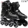 Inline Speed ​​Skates skor Hockey Roller Sneakers Roller Blades Kvinnor Herrskridskor för Vuxen Svart Vit 1 Linje 4 Wheels Training1