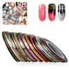 Hot 39 colori Nail Striping Decalcomanie Foil Tips Laser Tape Line per fai da te 3D Nail Art Tips Decorazioni Nail Foil Decals Set