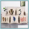 Cushion/Decorative Pillow Home Textiles & Garden Feather Throw Ers Cotton Linen Cases Cushion Outdoors 18X18 Inches Drop Delivery 2021 Jret7