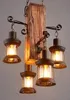 Loft bois lustre café industriel verre lumière Restaurant lampe vêtements boutique salle à manger Table lumière E27 pendentif