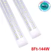 Lampada del tubo a LED da 8 piedi Shop lampada da 144 W Bulbs per congelatore porta 2ft 4ft 5ft 5ft 6 piedi V Forma Lampade a soffitto integrato USA Stock 25 pacchetto in magazzino