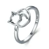 Söt kattdesign 925 Sterling Silver Ring for Women Girls Jewel Finger Band Size 6810553173833127