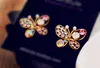 Crystal Simulated Pearl Butterfly Stud Hollow Cubic Zirconia Rhinestone For Women Earring Jewelry Accessory