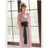 Японские кимоно пижамы набор хлопчатобумажные женщины свободные Yukata женская осень с длинным рукавом цветочные принты для принты для принты для сна Cardigan досуг халат1