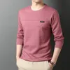En Kaliteli T Gömlek Erkekler Moda Marka Tasarımcısı Uzun Kollu Slim Fit Katı Renk Casual Erkek Giysileri Tops 220309