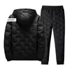 Heren Trainingspakken Katoenen gewatteerde kledingset met capuchon Koreaanse stijl Slim Fit Herfst en winter Warme hoodie + katoenen gewatteerde broek 2PC Sets M-4XL