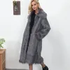 フェイクファーコート長い厚さスリムな暖かい毛むくじゃらのジャケットファッション温かいアウターウェア人工襟付き毛皮の毛皮のコート冬の女性プラスサイズ3xl T191031