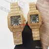 2022 Haute Qualité Hommes Femmes Montre Full Diamond Iced Out Strap Designer Montres Mouvement À Quartz Couple Amoureux Horloge Wristwatchke LU