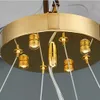 Modern led ceiling chandelier for living dining room gold cristal lustre indoor lighting fixtures round crystal lamp
