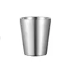 304 Нержавеющая сталь Кружка воды с соломой или ложкой Двухслойная теплоизоляция Маленькая чашка Корейский пивной стеклянный напиток кружки
