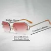 2023 Gafas de diseñador New Vintage Rimless C Wire Gafas de sol Hombres Gafas Mujer Para el verano Corte de diamante Gafas transparentes Marco de metal Oculos Gafas tr1