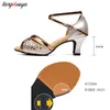 dames schoen ballroom latin dance women tango peep toe high heels 5.5cm gold silver wedding shoes 201020