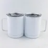 10OZ Sublimation tasse à café en acier inoxydable tasse à boire poignée blanc transfert thermique gobelet Auto tasse LLA36