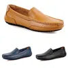 Pas cher non-marque hommes pois chaussures en cuir mode décontractée respirant bleu noir marron paresseux fond mou couvre-chaussures hommes chaussures 38-44