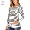 Zwangerschapsverpleegkleding Katoenen borstvoeding Tops Zwangere Vrouwen Lange Mouw Tee Shirt voor Borstvoeding O Hals Dames Tshirt LJ201125