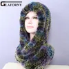 BeanieSkull Caps Glaforny 2021 Knitted Real Rex Fur Hat Ear Muff Scarf Cap Soft And Fashionable 2 Use 22 Colors11540203