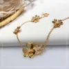 S925 Sterling in argento placcato in oro 18cati in oro a tre fiode bracciale di alta qualità The Golden Flower Gift1055430