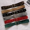 Damesmode Zwarte Wide Riem Vierkante Pin Gesp Imitatie Lederen Taille Band Decoratieve Jas Jurk Simple Dress Tailleband G220301